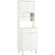 71"H Kitchen Pantry Buffet Cabinet with Microwave Stand, White Storage Unit-DECOROLALA