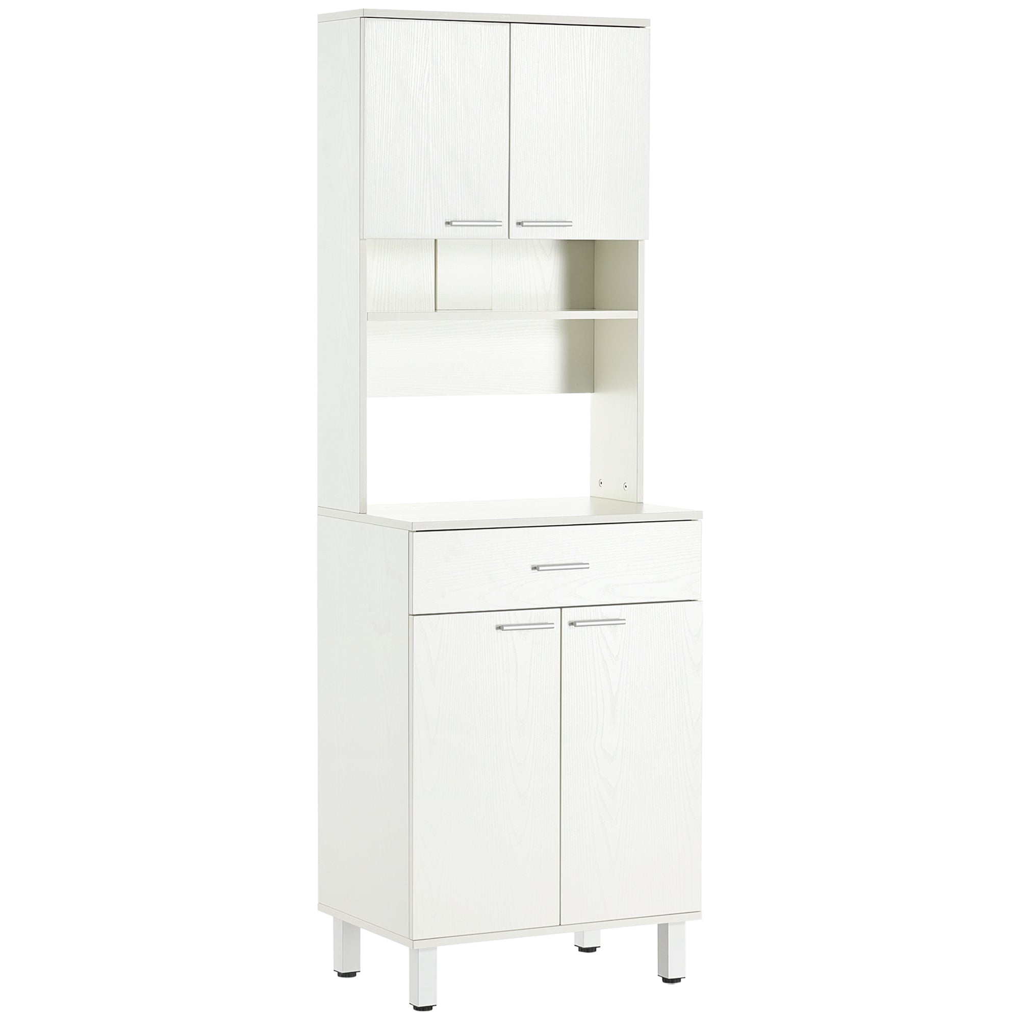 71"H Kitchen Pantry Buffet Cabinet with Microwave Stand, White Storage Unit-DECOROLALA