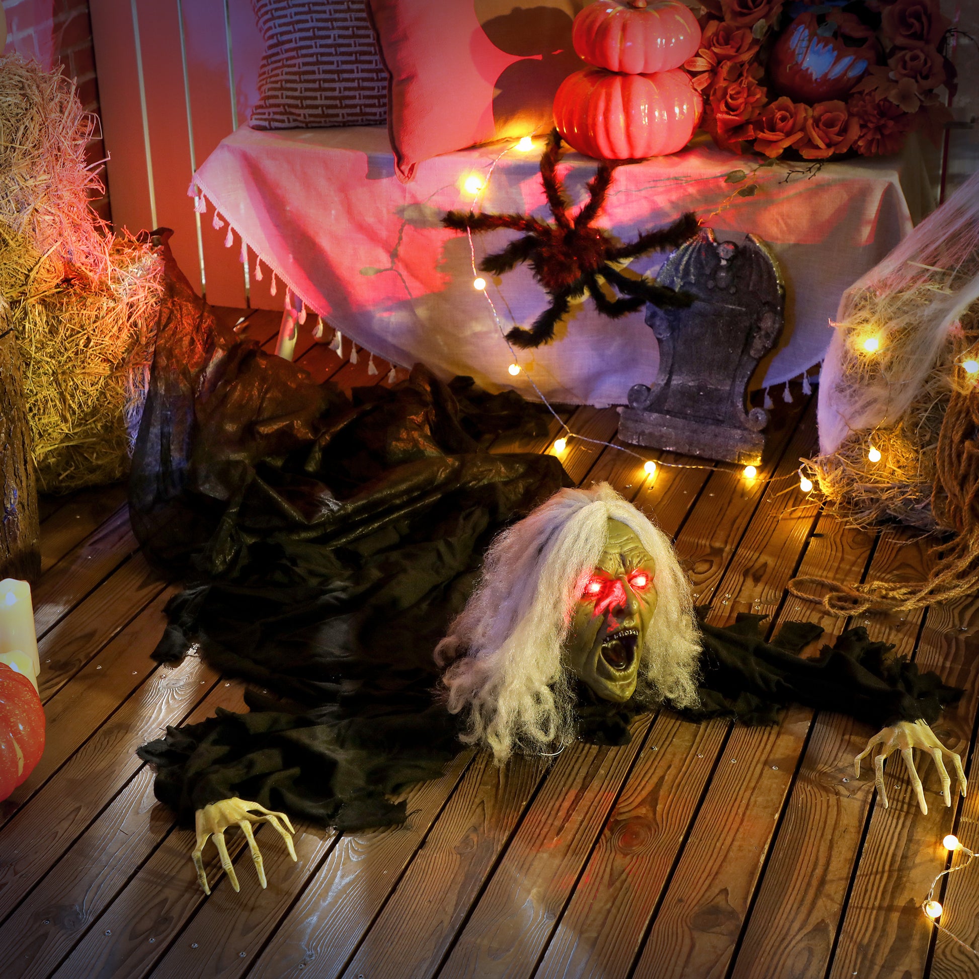 72" Animated Crawling Zombie - LED Eyes Halloween Prop-Home Furnishings > Holiday & Seasonal > Halloween Decorations-DECOROLALA