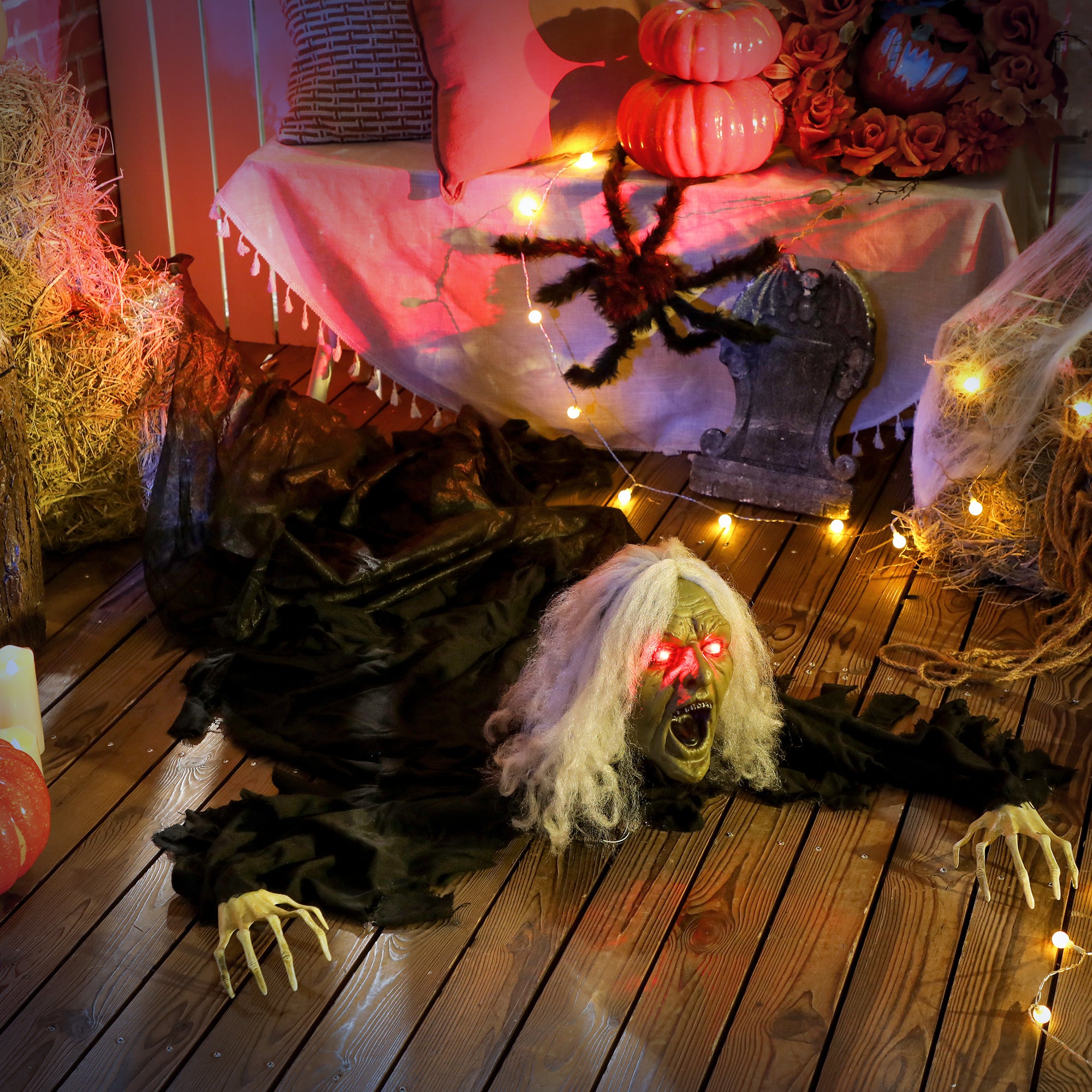 72" Animated Crawling Zombie - LED Eyes Halloween Prop-Home Furnishings > Holiday & Seasonal > Halloween Decorations-DECOROLALA