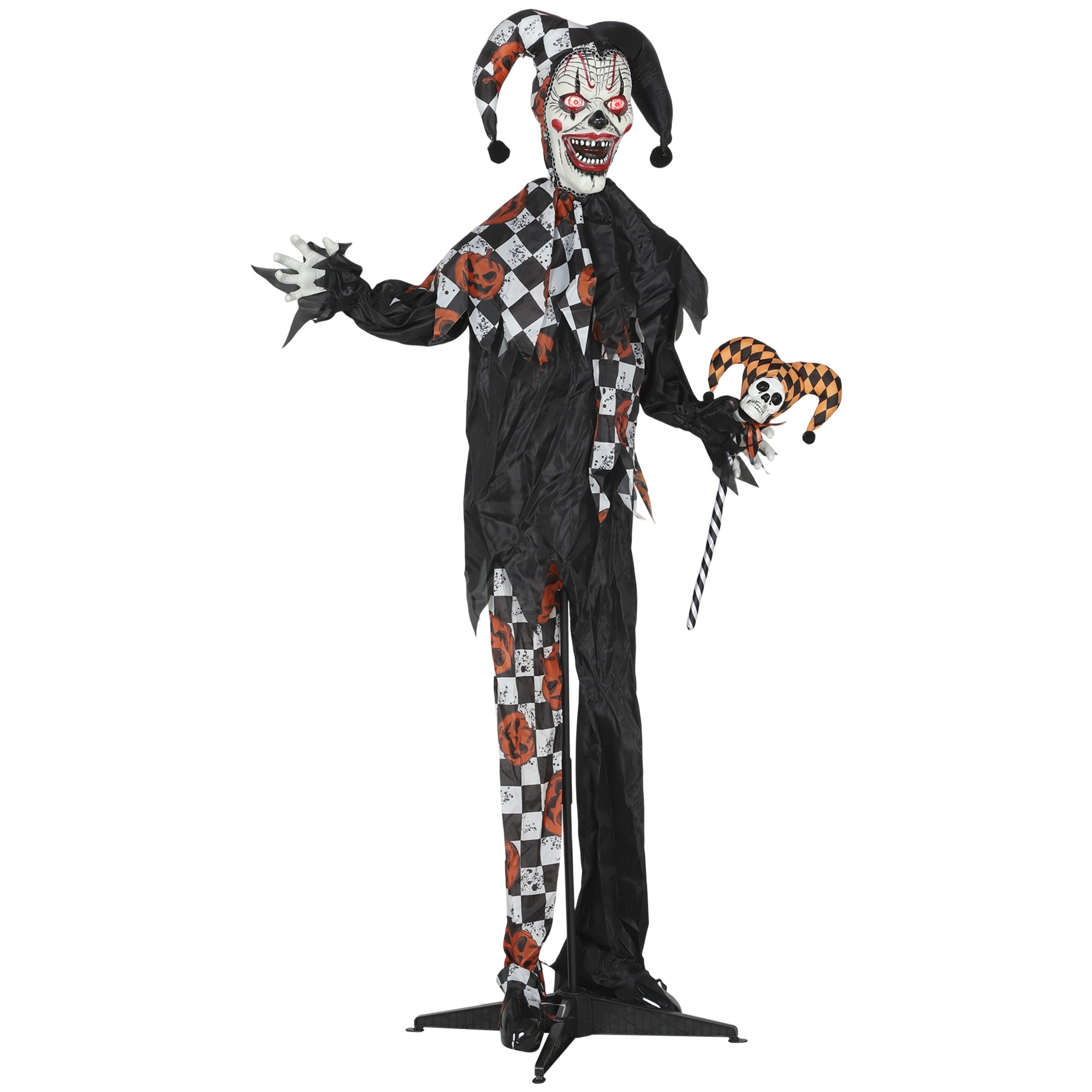 72" Animated Halloween Clown - Sound Activated Light Up Eyes-Home Furnishings > Holiday & Seasonal > Halloween Decorations-DECOROLALA