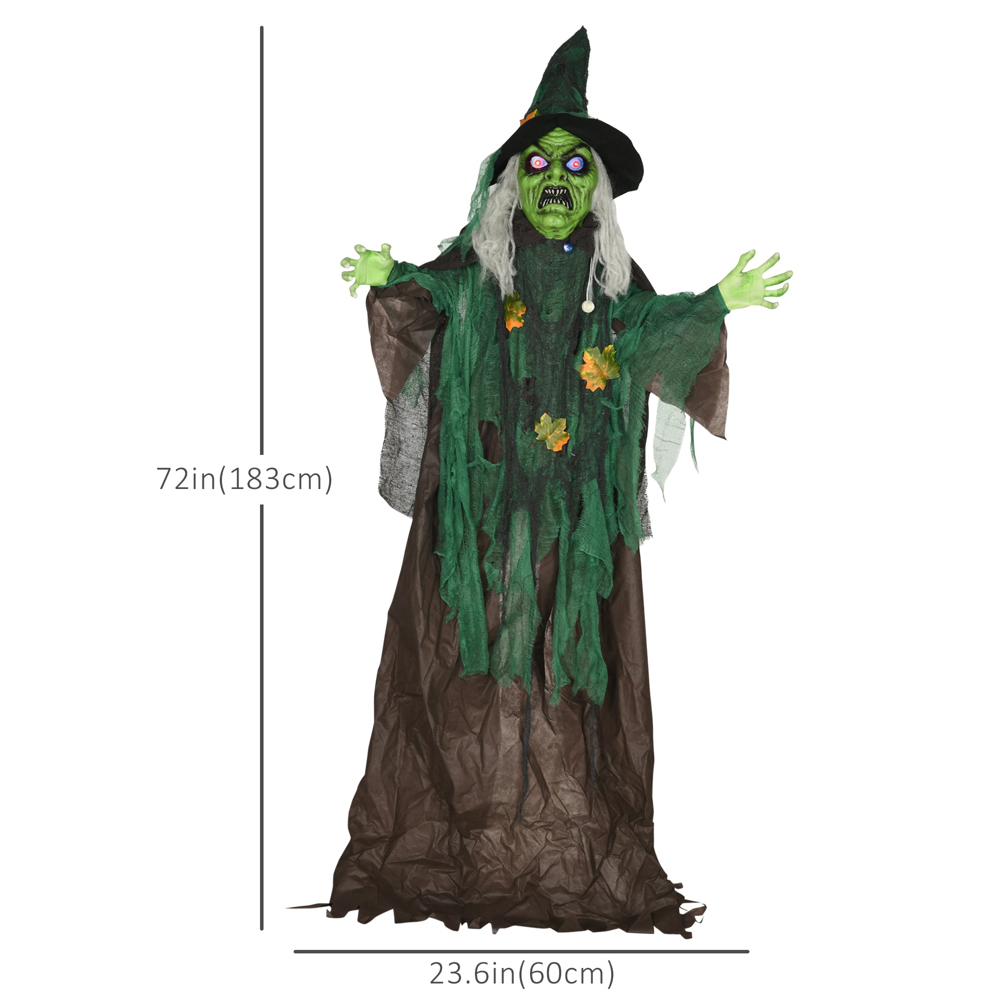 72" Animated Life Size Halloween Witch Prop - 6ft Outdoor-Home Furnishings > Holiday & Seasonal > Halloween Decorations-DECOROLALA