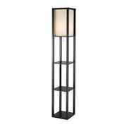 72" Black And White Solid Wood Column With White Cotton Shade-Floor Lamps-DECOROLALA