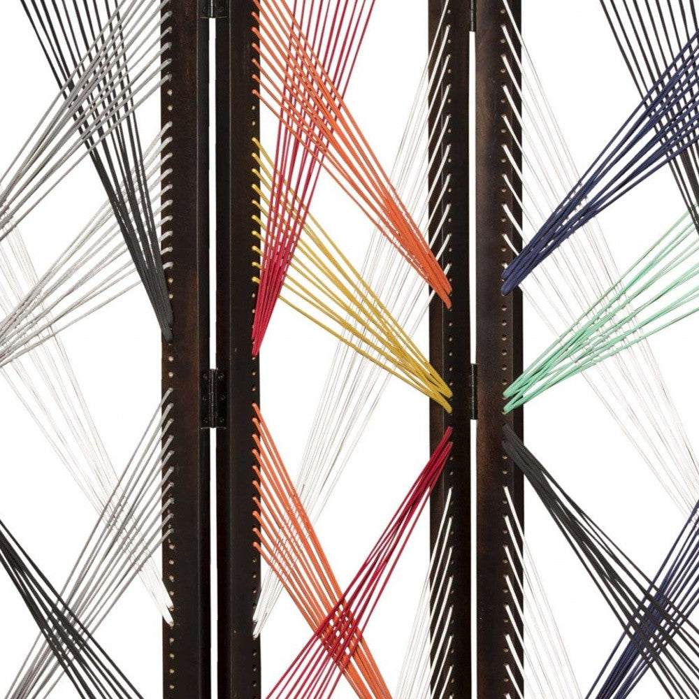 72" Black Fabric Folding Three Panel Screen Room Divider-Room Dividers-DECOROLALA