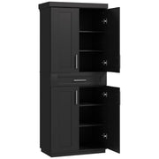 72" Black Kitchen Pantry Cabinet with 4 Doors, Drawer, Shelves-DECOROLALA