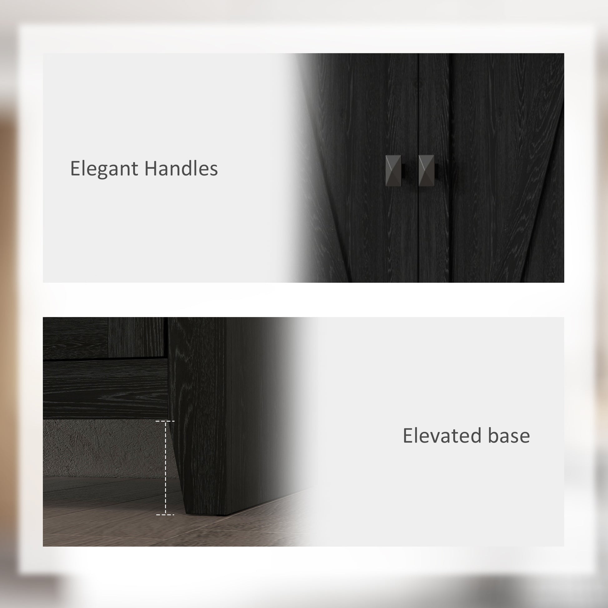 72" Black Pantry Cabinet with Shelves & Doors for Kitchen-DECOROLALA