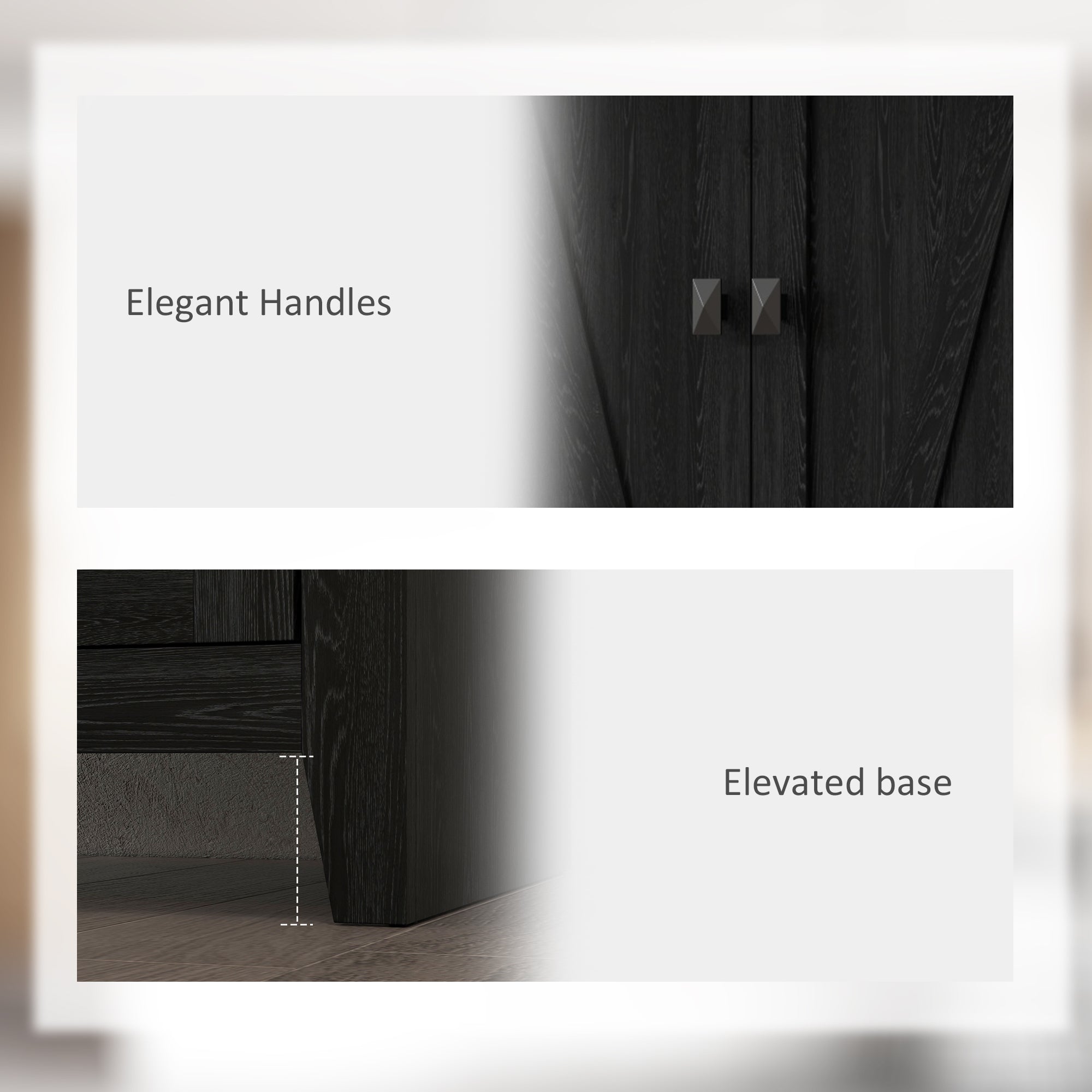 72" Black Pantry Cabinet with Shelves & Doors for Kitchen-DECOROLALA
