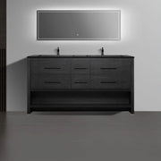 72" Black Rough Oak Freestanding Bathroom Vanity with Black Engineered Quartz Countertop-Migration_Bathroom Vanities-DECOROLALA