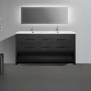 72" Black Rough Oak Freestanding Double Sink Bathroom Vanity with White Polymarble Countertop-Migration_Bathroom Vanities-DECOROLALA
