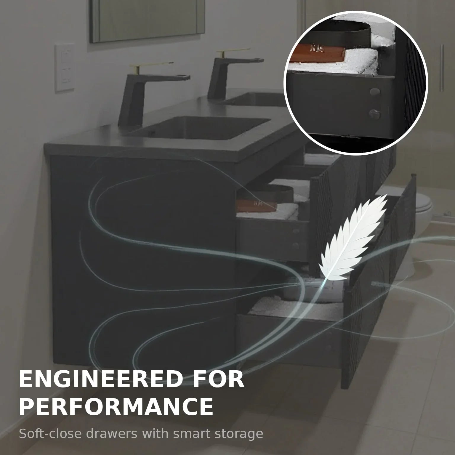 72" Black Wall Mount Double Sink Bathroom Vanity with Black Engineered Quartz Countertop-Migration_Bathroom Vanities-DECOROLALA