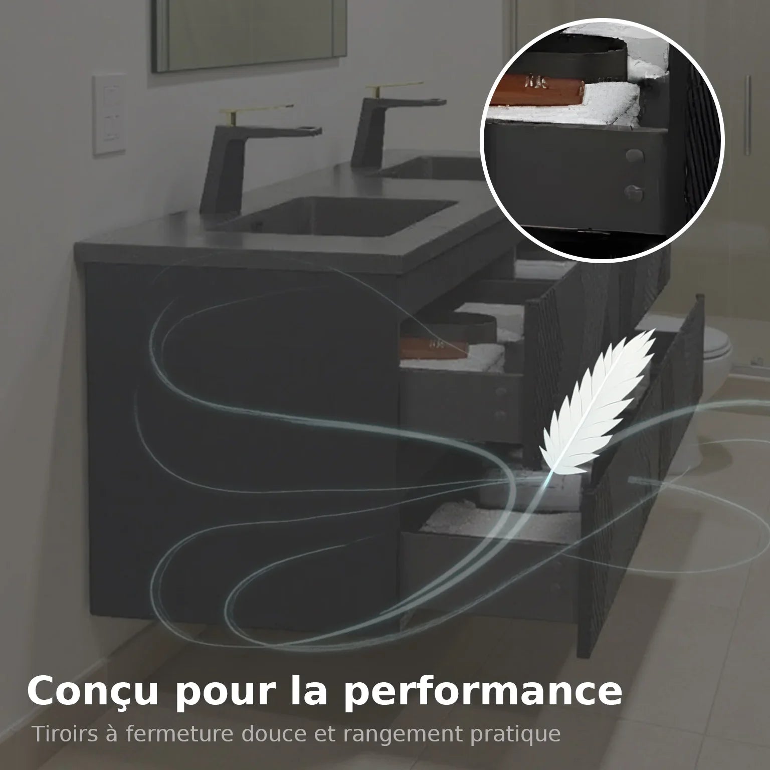 72" Black Wall Mount Double Sink Bathroom Vanity with Black Engineered Quartz Countertop-Migration_Bathroom Vanities-DECOROLALA