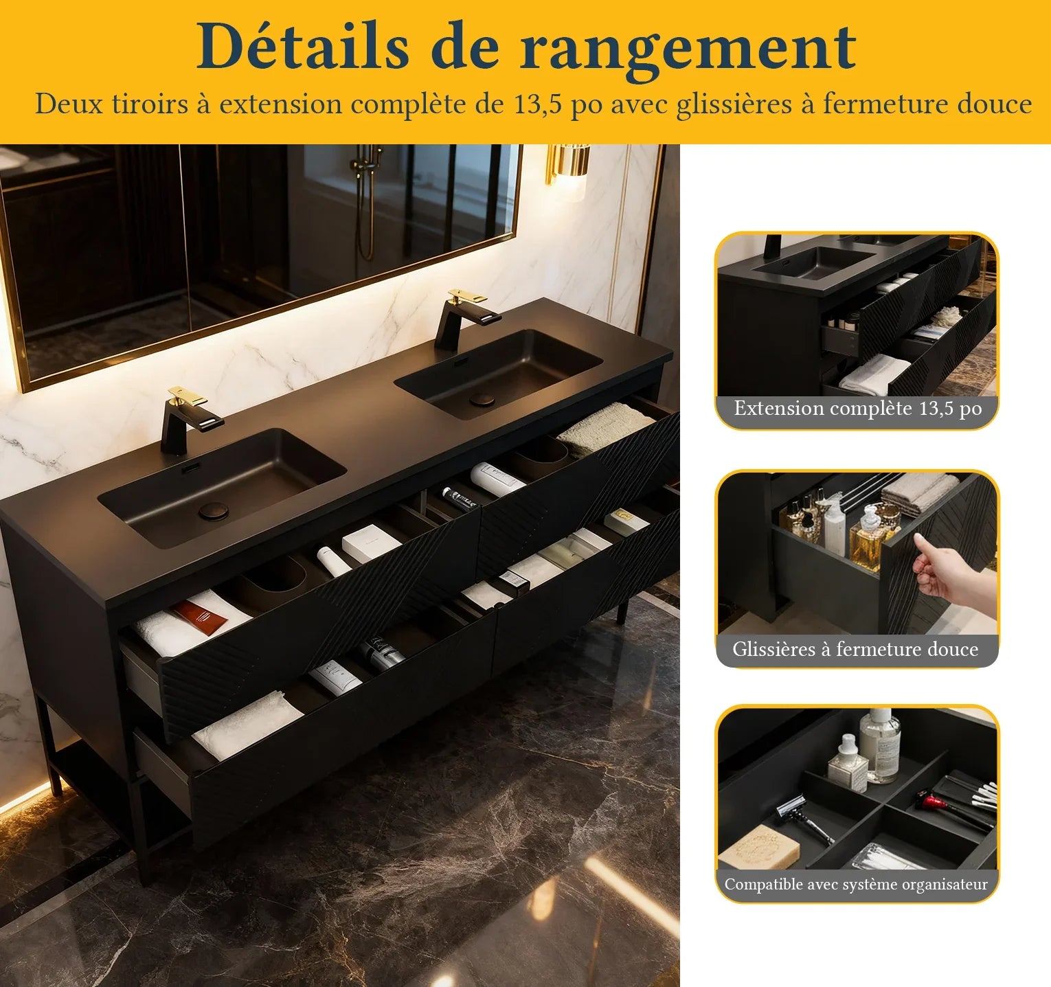 72" Black Wall Mount Double Sink Bathroom Vanity with Black Engineered Quartz Countertop-Migration_Bathroom Vanities-DECOROLALA