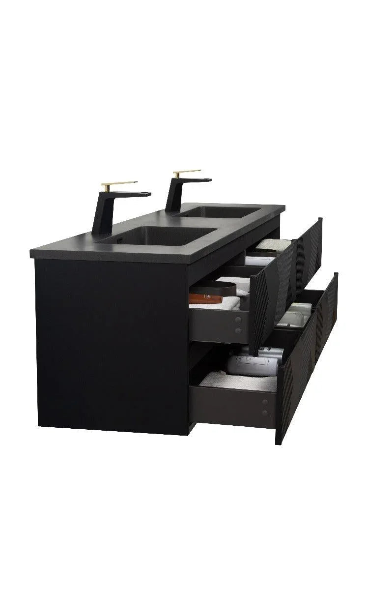 72" Black Wall Mount Double Sink Bathroom Vanity with Black Engineered Quartz Countertop-Migration_Bathroom Vanities-DECOROLALA