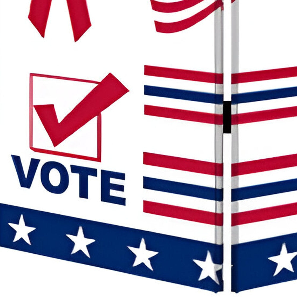 72" Blue and White Canvas Folding Three Panel Screen Room Divider-Room Dividers-DECOROLALA