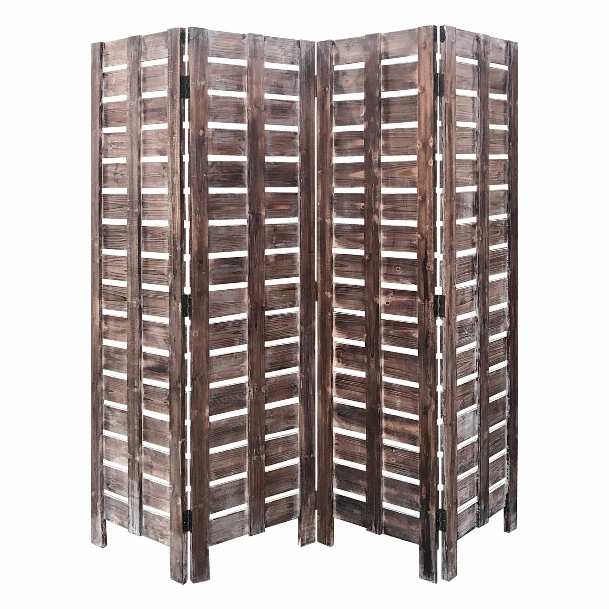 72" Brown Folding Four Panel Screen Room Divider-Room Dividers-DECOROLALA