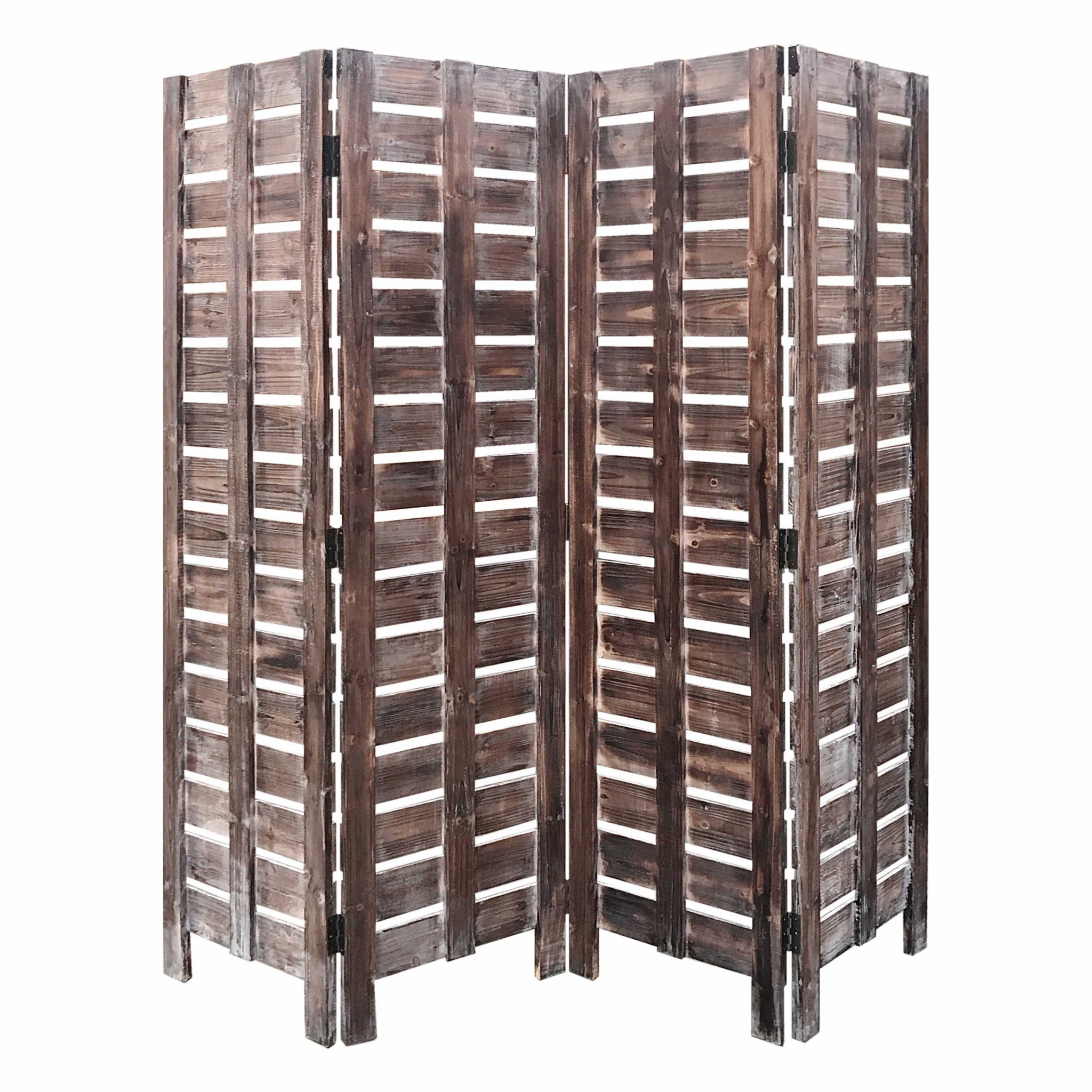 72" Brown Folding Four Panel Screen Room Divider-Room Dividers-DECOROLALA