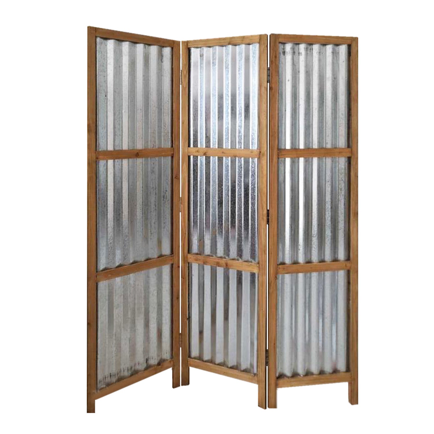 72" Brown Folding Three Panel Screen Room Divider-Room Dividers-DECOROLALA