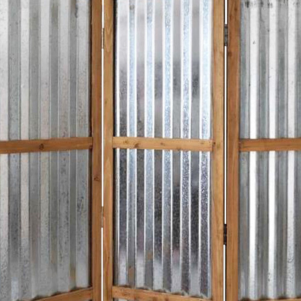 72" Brown Folding Three Panel Screen Room Divider-Room Dividers-DECOROLALA