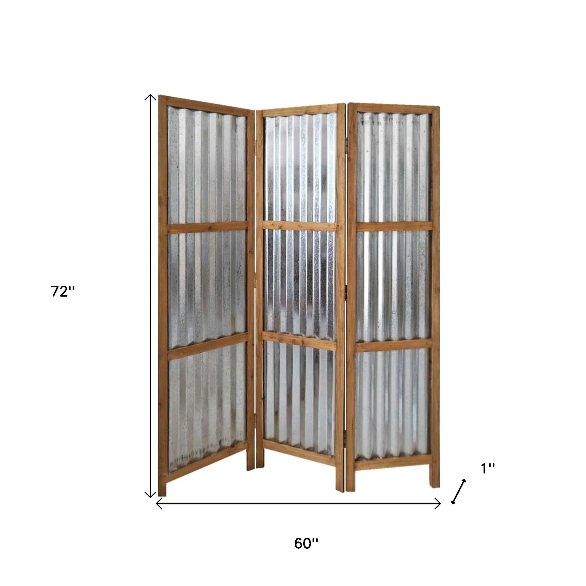 72" Brown Folding Three Panel Screen Room Divider-Room Dividers-DECOROLALA