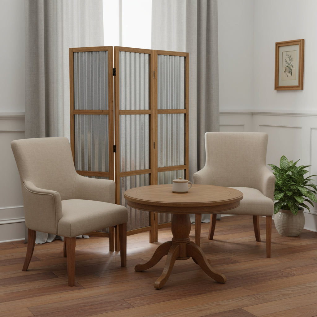 72" Brown Folding Three Panel Screen Room Divider-Room Dividers-DECOROLALA