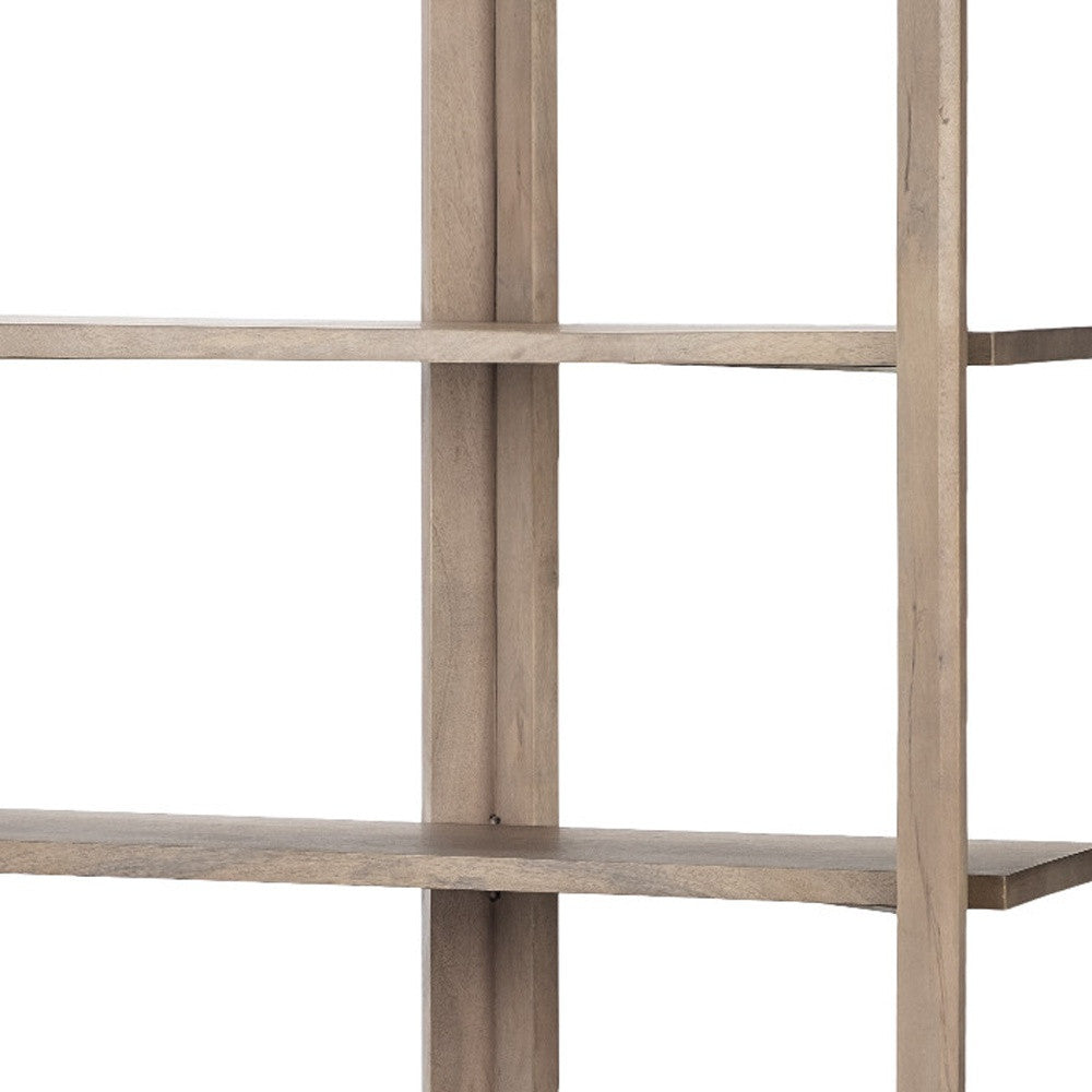 72" Brown Solid Wood and Wood Four Tier Bookcase-Bookcases-DECOROLALA