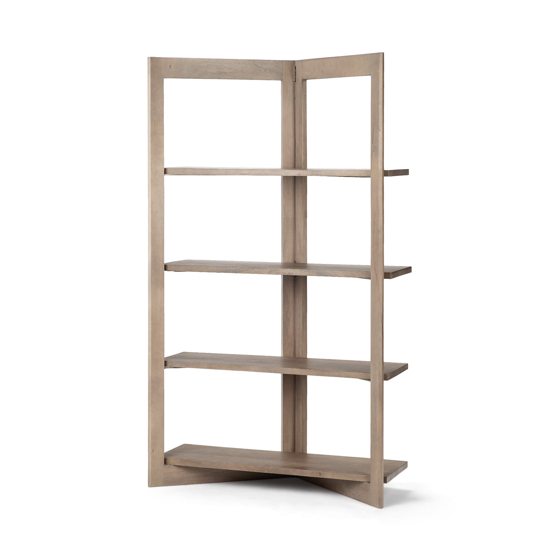 72" Brown Solid Wood and Wood Four Tier Bookcase-Bookcases-DECOROLALA
