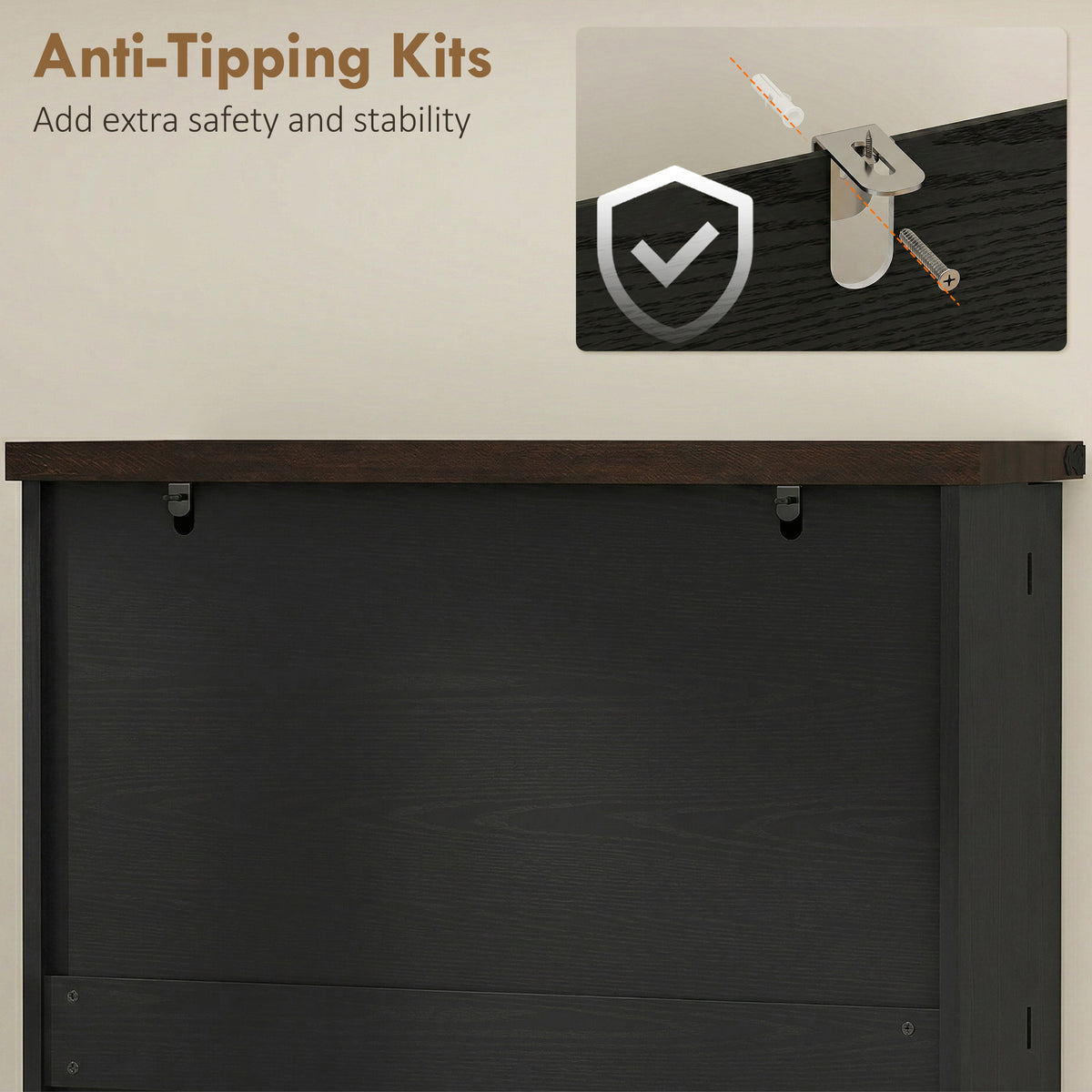 72" Farmhouse Kitchen Pantry Cabinet - Black Storage Cabinet-Home Furnishings > Storage & Organization > Kitchen Pantry Cabinets-DECOROLALA
