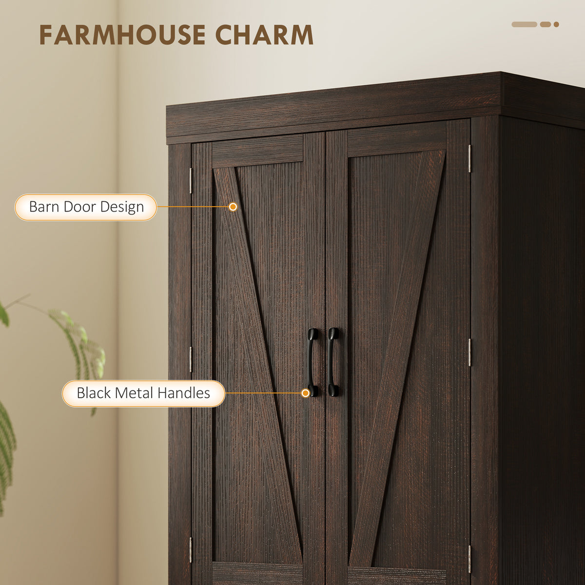 72" Farmhouse Kitchen Pantry Cabinet - Brown Barn Door Storage-Home Furnishings > Storage & Organization > Kitchen Pantry Cabinets-DECOROLALA