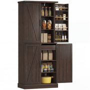 72" Farmhouse Kitchen Pantry Cabinet - Distressed Brown-Home Furnishings > Storage & Organization > Kitchen Pantry Cabinets-DECOROLALA