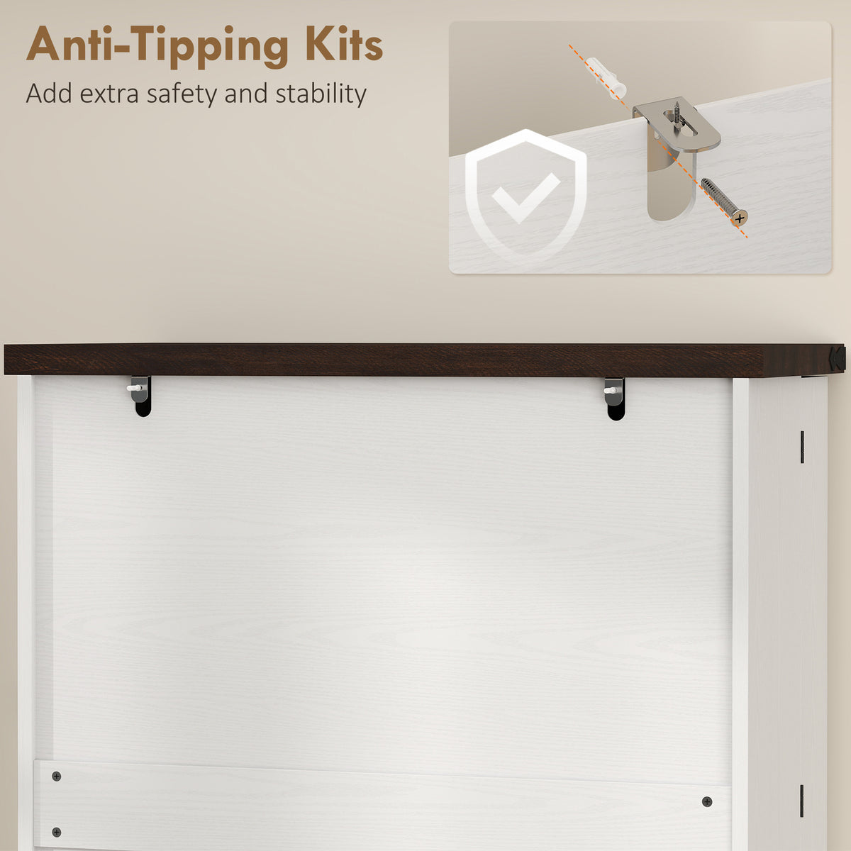 72" Farmhouse Kitchen Pantry Cabinet - White Oak 8 Door Racks-Home Furnishings > Storage & Organization > Kitchen Pantry Cabinets-DECOROLALA