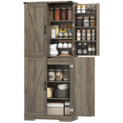 72" Farmhouse Pantry Cabinet - Grey, 4 Doors, Drawer, Shelves-DECOROLALA
