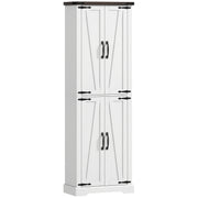 72" Farmhouse Pantry Cabinet - White MDF Adjustable Shelves-DECOROLALA
