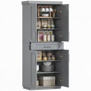 72" Freestanding Kitchen Pantry Cabinet - Grey MDF with Drawer-Home Furnishings > Storage & Organization > Kitchen Pantry Cabinets-DECOROLALA