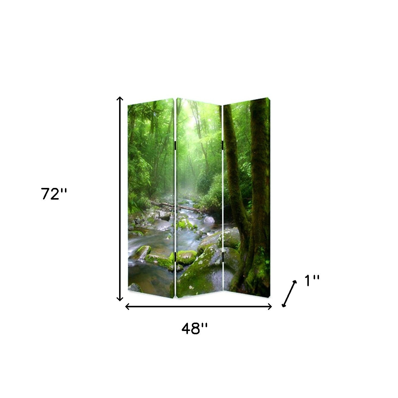 72" Green CanvasFolding Three Panel Screen Room Divider-Room Dividers-DECOROLALA