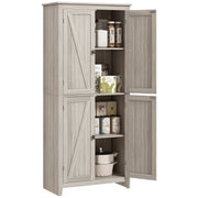 72" Grey Kitchen Pantry Cabinet with Doors and Shelves, Dining Room Storage-DECOROLALA