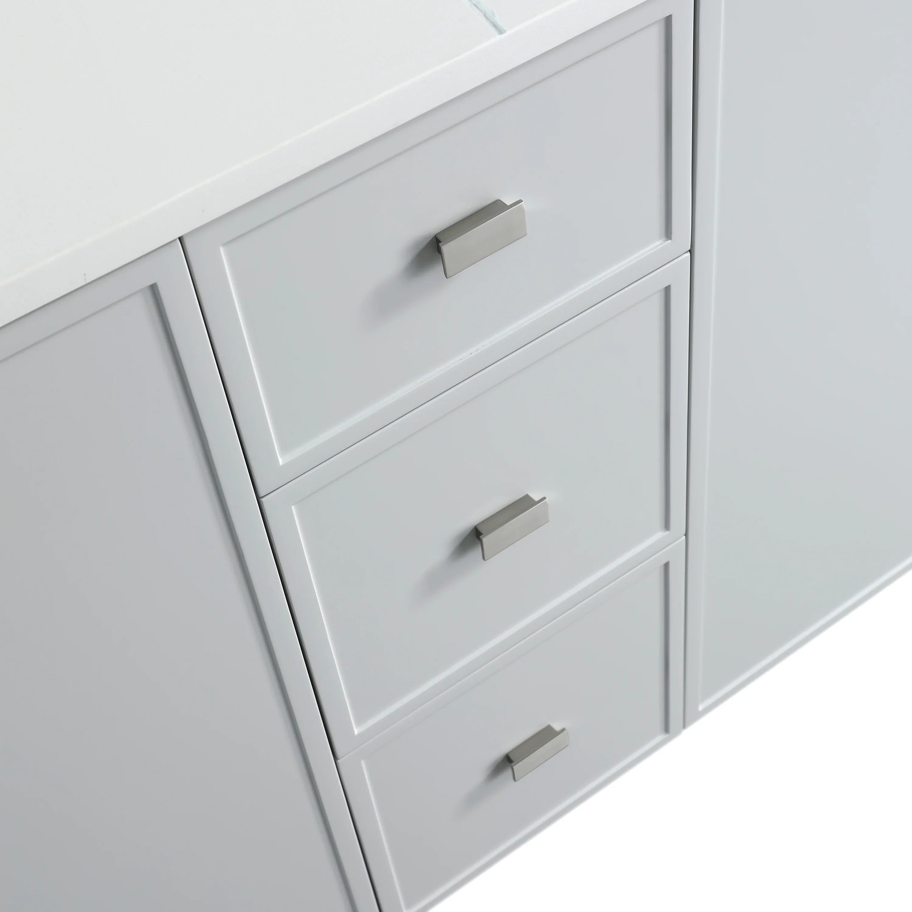 72" Hampton Grey Double Sink Freestanding Vanity with Engineered Calcutta Marble