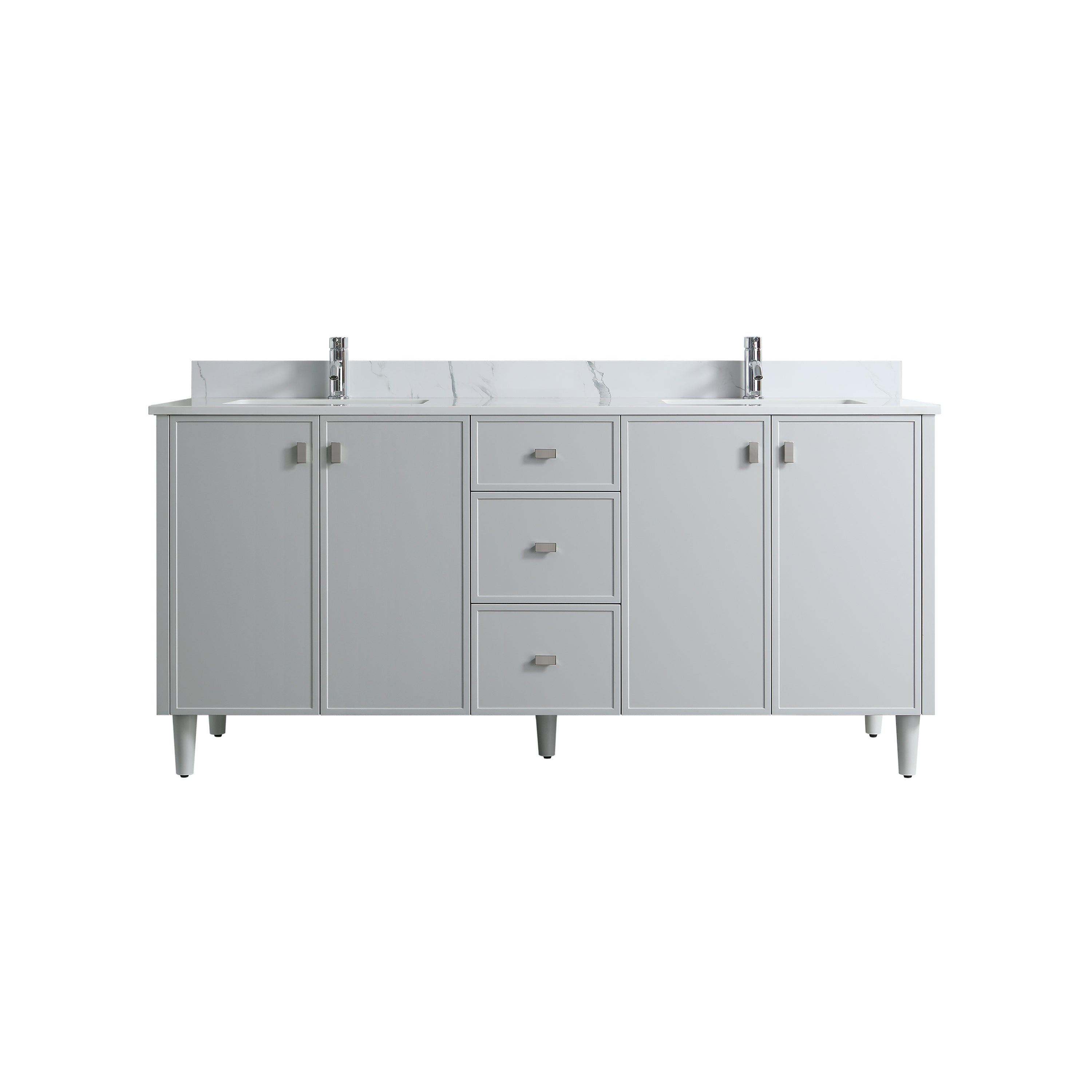 72" Hampton Grey Double Sink Freestanding Vanity with Engineered Calcutta Marble