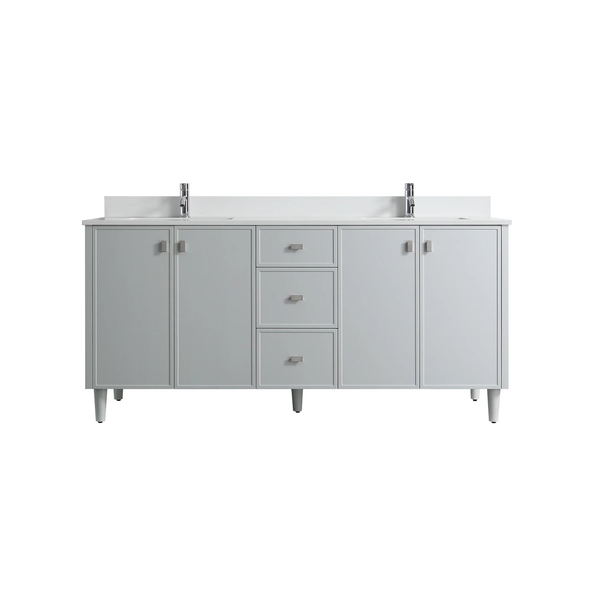 72" Hampton Grey Double Sink Freestanding Vanity with Pure White Quartz Countertop-Migration_Bathroom Vanities-DECOROLALA