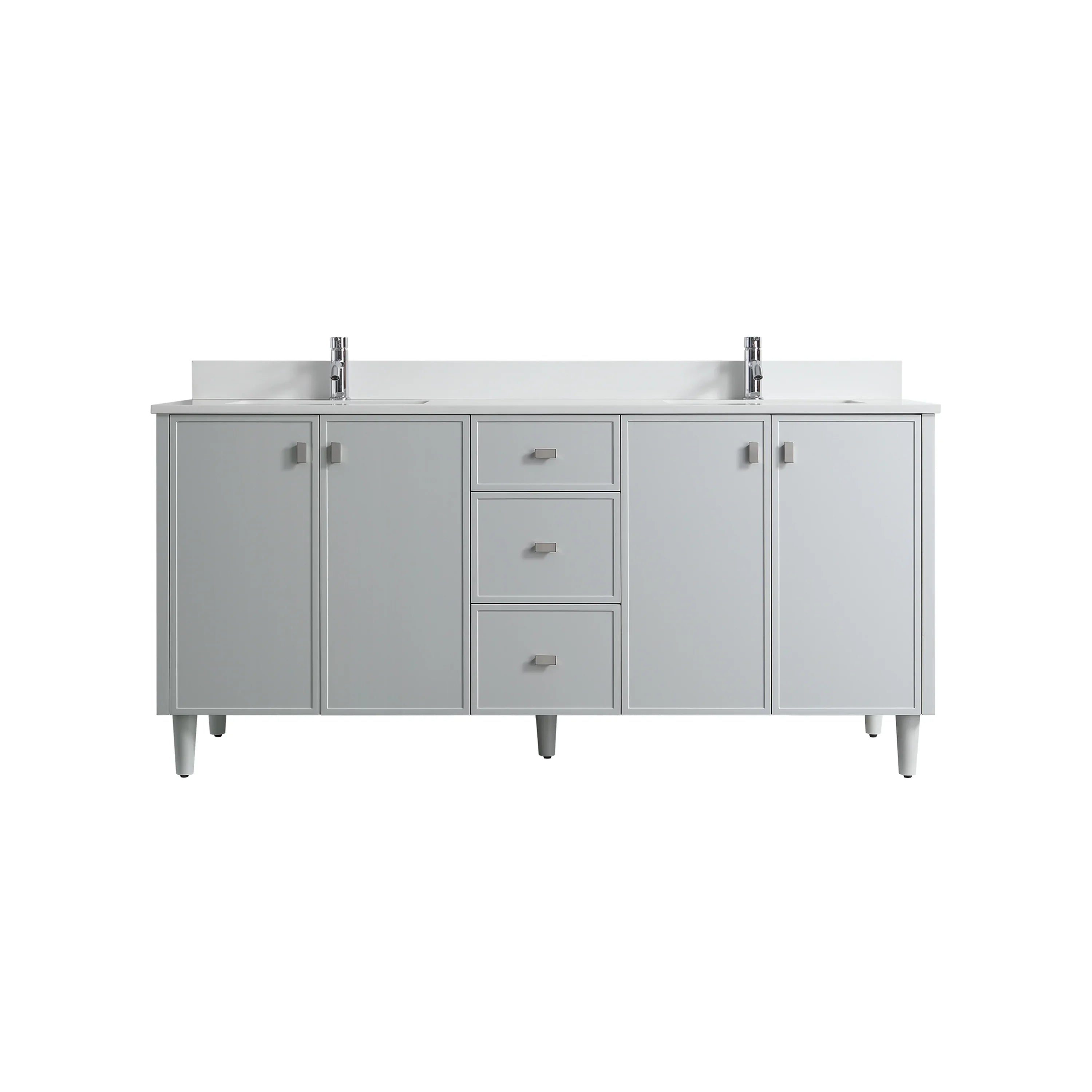 72" Hampton Grey Double Sink Freestanding Vanity with Pure White Quartz Countertop-Migration_Bathroom Vanities-DECOROLALA