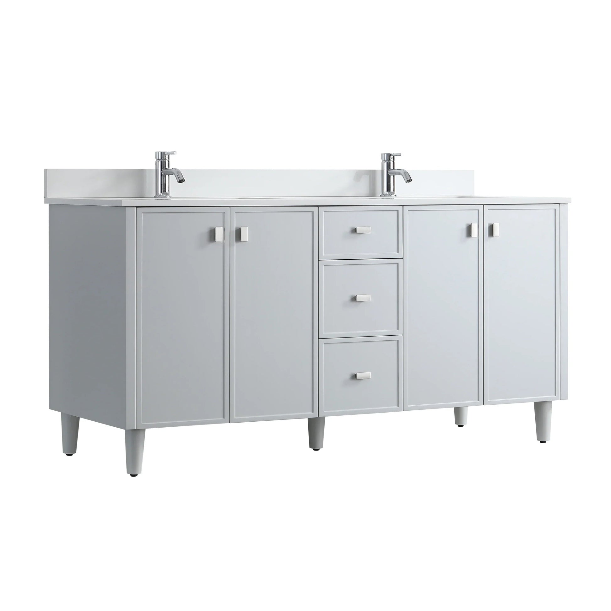 72" Hampton Grey Double Sink Freestanding Vanity with Pure White Quartz Countertop-Migration_Bathroom Vanities-DECOROLALA