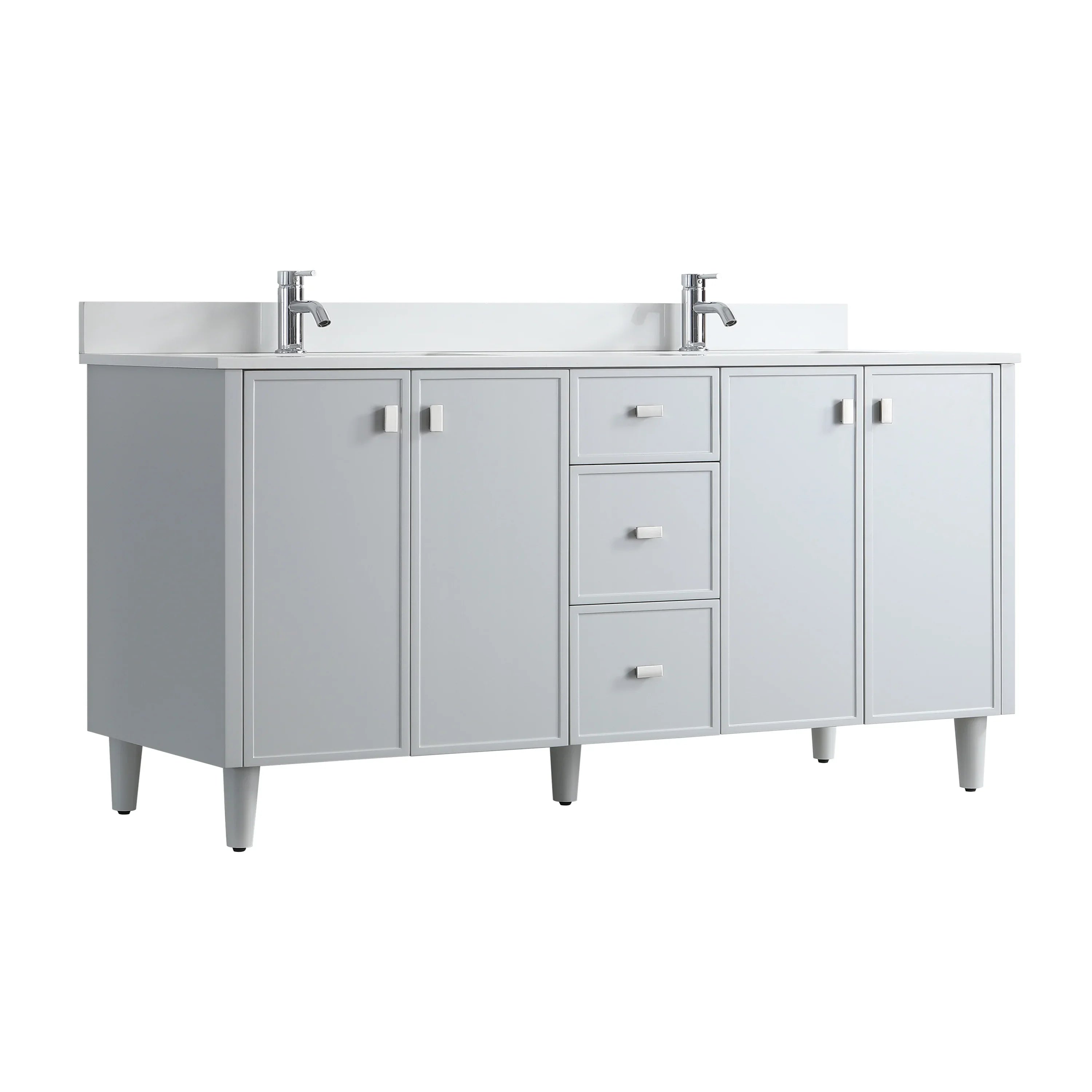 72" Hampton Grey Double Sink Freestanding Vanity with Pure White Quartz Countertop-Migration_Bathroom Vanities-DECOROLALA