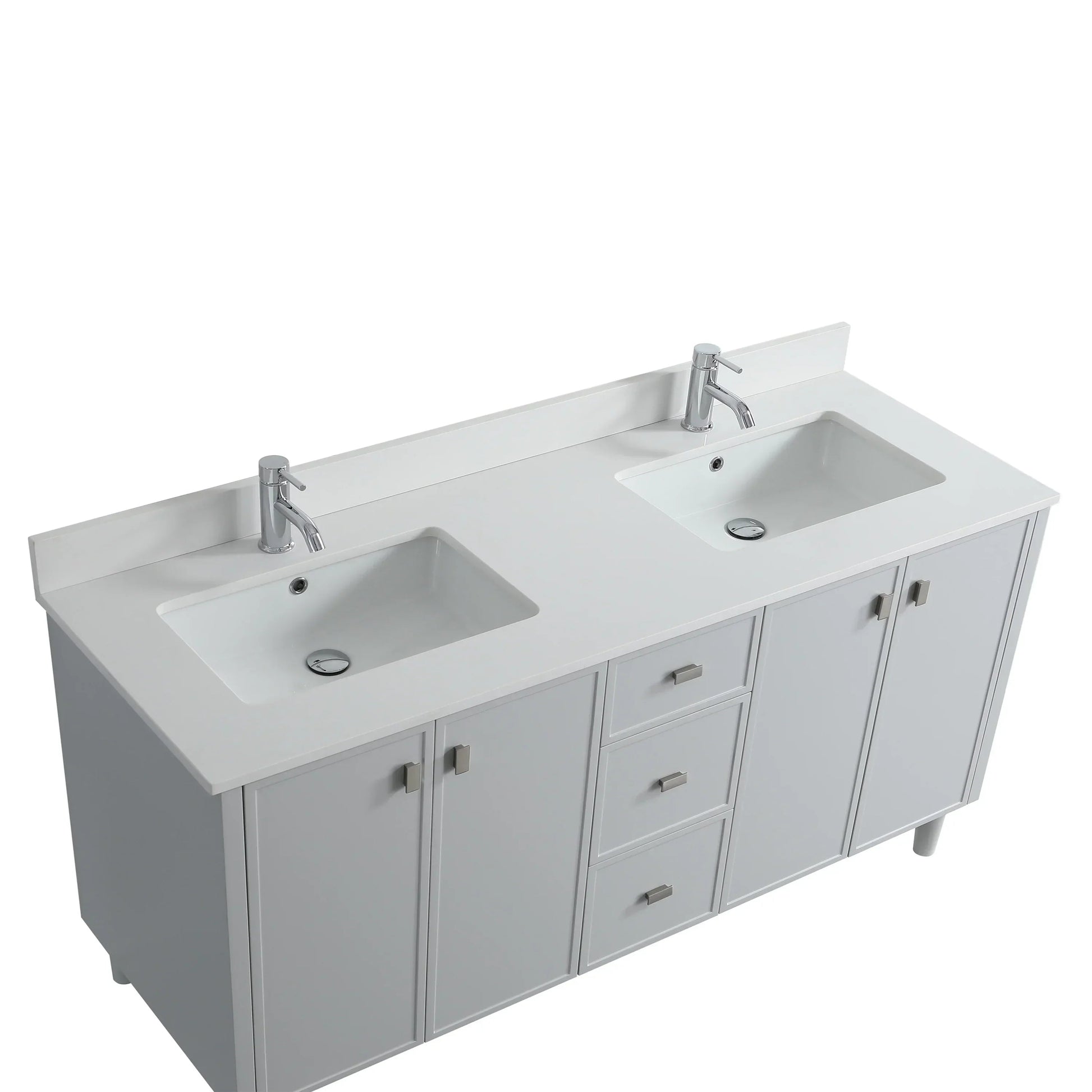 72" Hampton Grey Double Sink Freestanding Vanity with Pure White Quartz Countertop-Migration_Bathroom Vanities-DECOROLALA