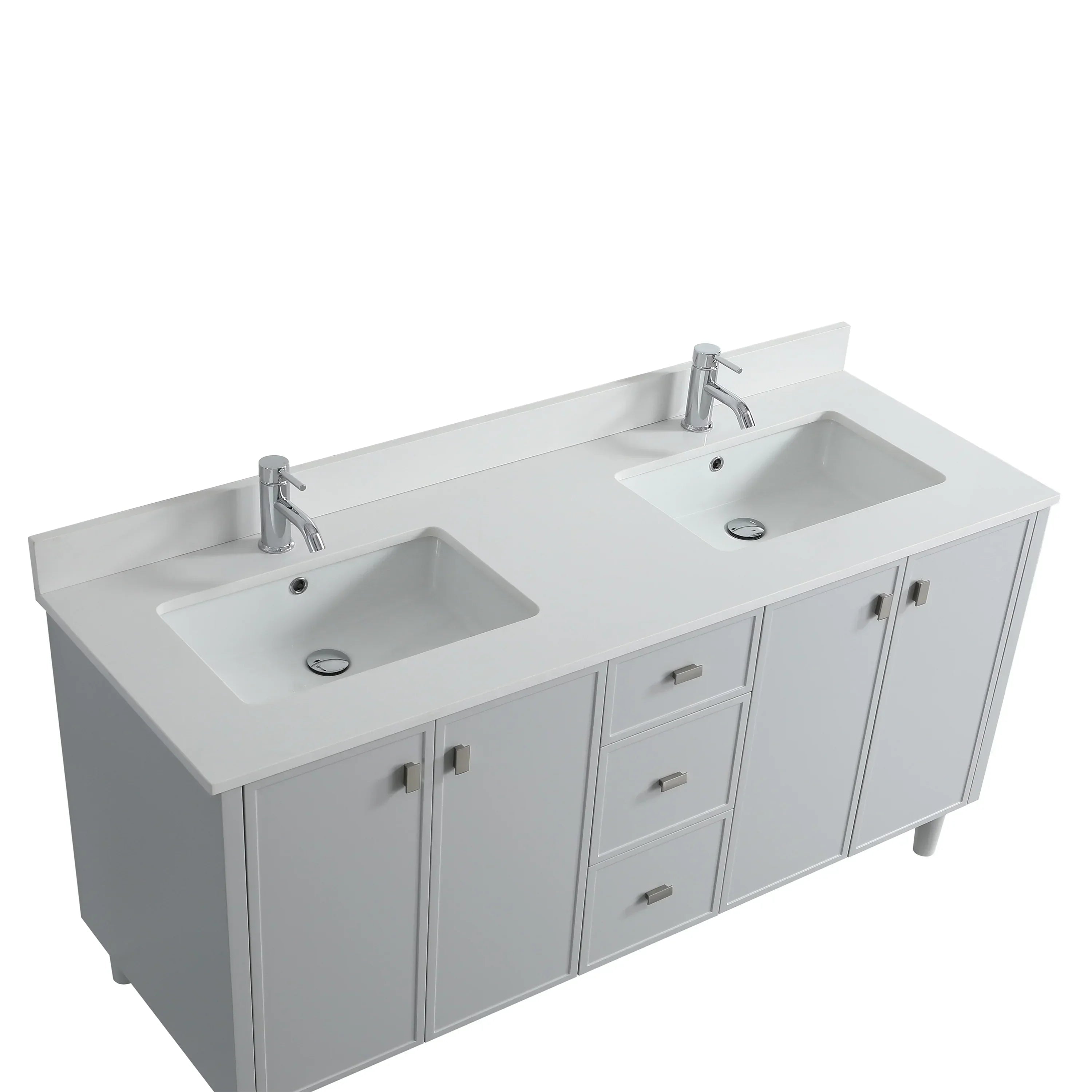 72" Hampton Grey Double Sink Freestanding Vanity with Pure White Quartz Countertop-Migration_Bathroom Vanities-DECOROLALA