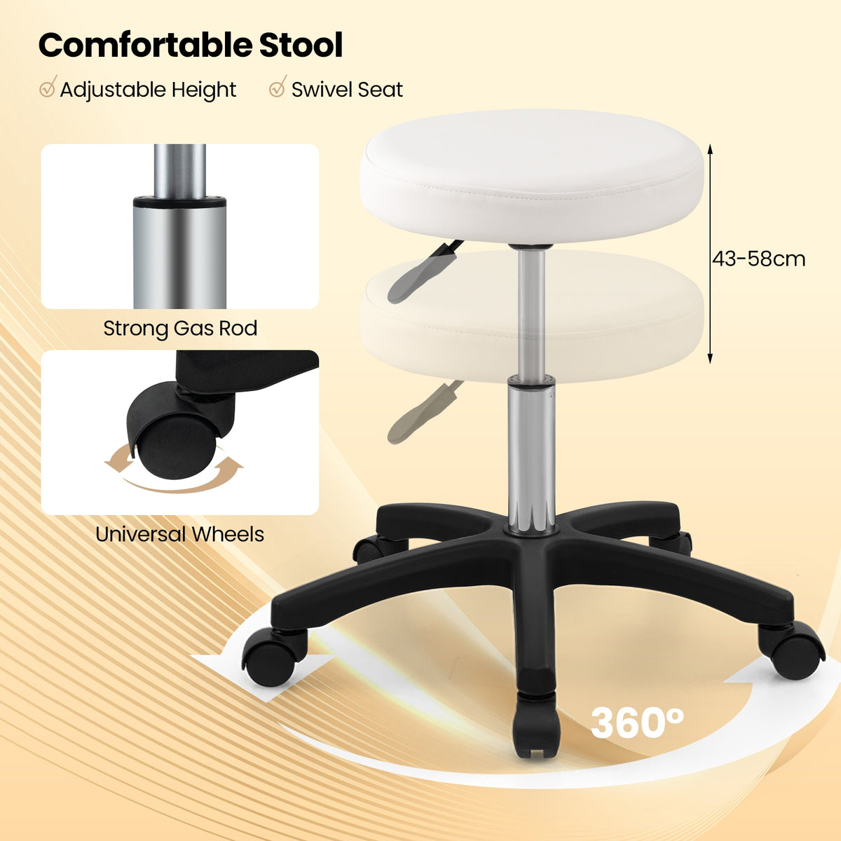 72 Inch Massage Bed with Hydraulic Stool Removable Headrest and Storage Boxes-White-Massage & Relaxation Products-DECOROLALA