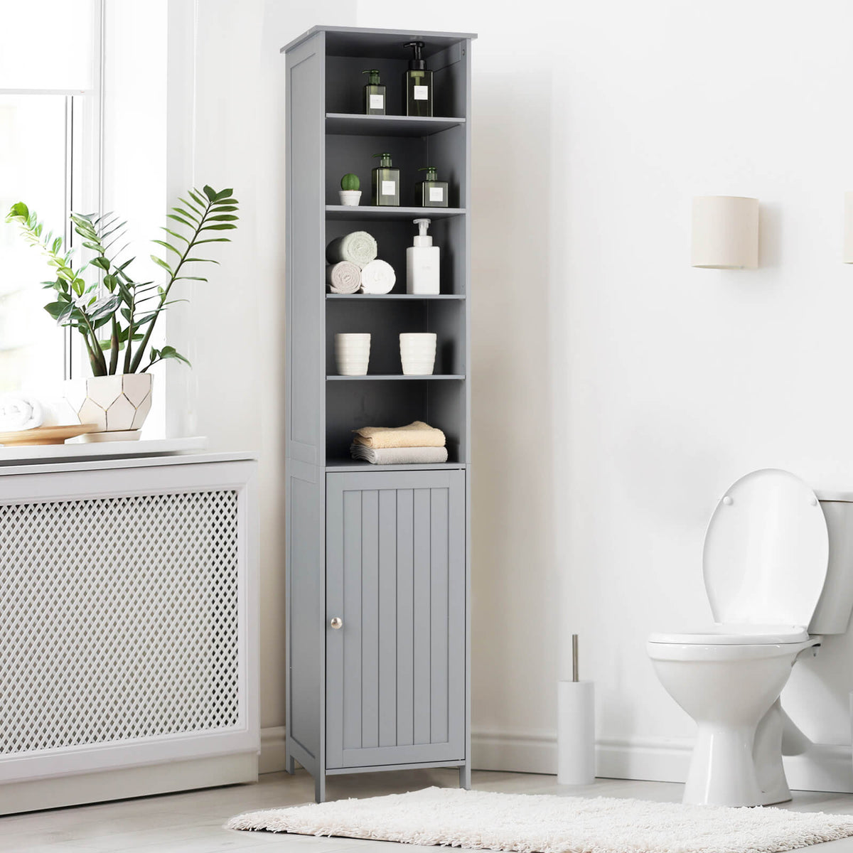 72 Inches Free Standing Tall Floor Bathroom Storage Cabinet-Gray-Floor Cabinets-DECOROLALA