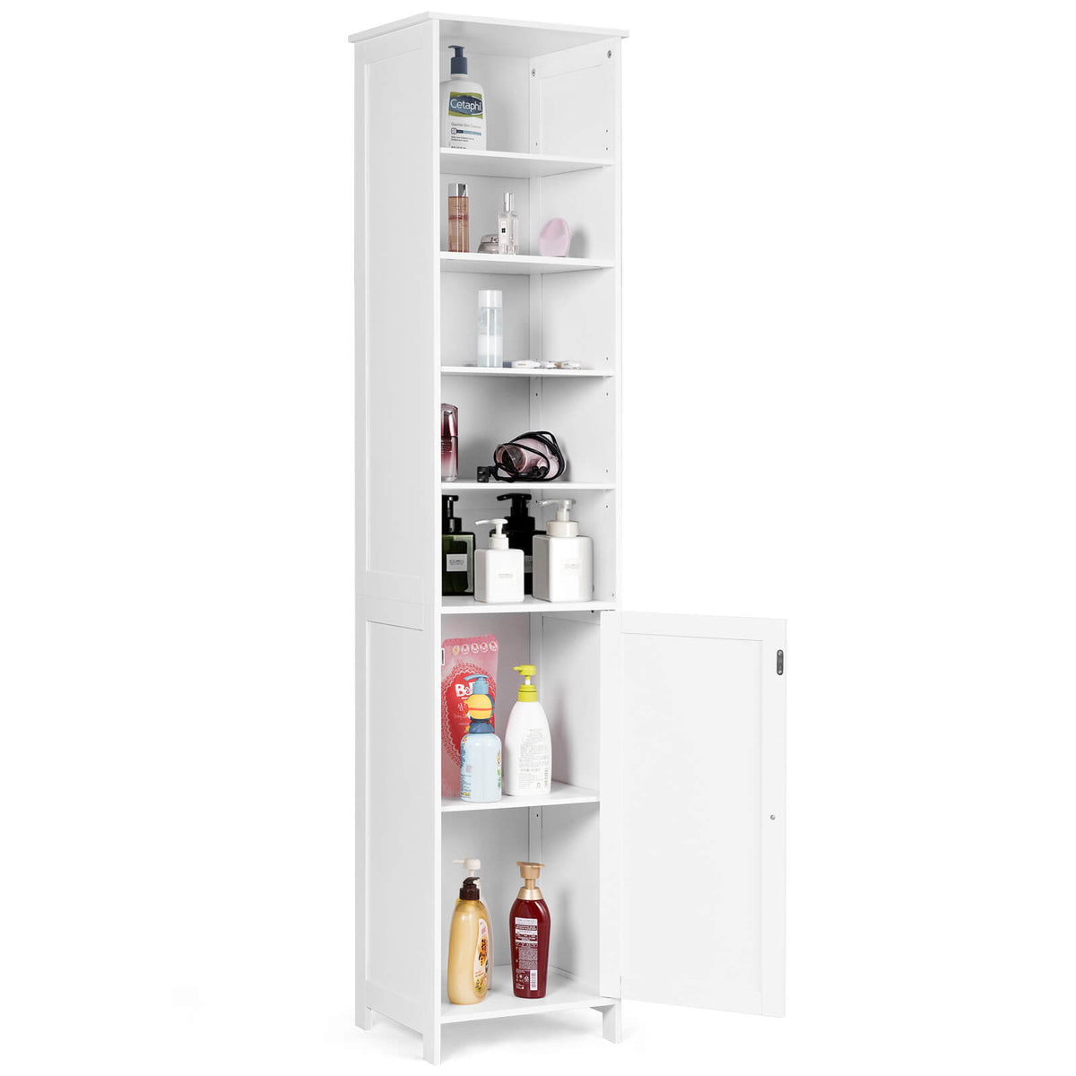 72 Inches Free Standing Tall Floor Bathroom Storage Cabinet-White-Floor Cabinets-DECOROLALA