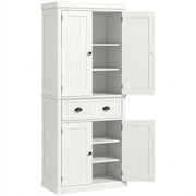 72" Kitchen Pantry Cabinet - Cream White Freestanding Storage-DECOROLALA