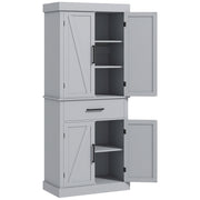 72" Kitchen Pantry Cabinet - Grey Barn Doors Farmhouse Storage with Drawer, Adjustable Shelves-DECOROLALA