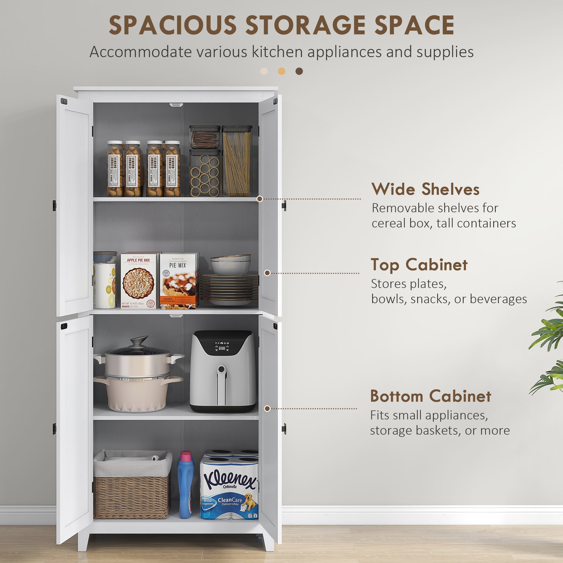72" Kitchen Pantry Cabinet - White Barn Door-DECOROLALA