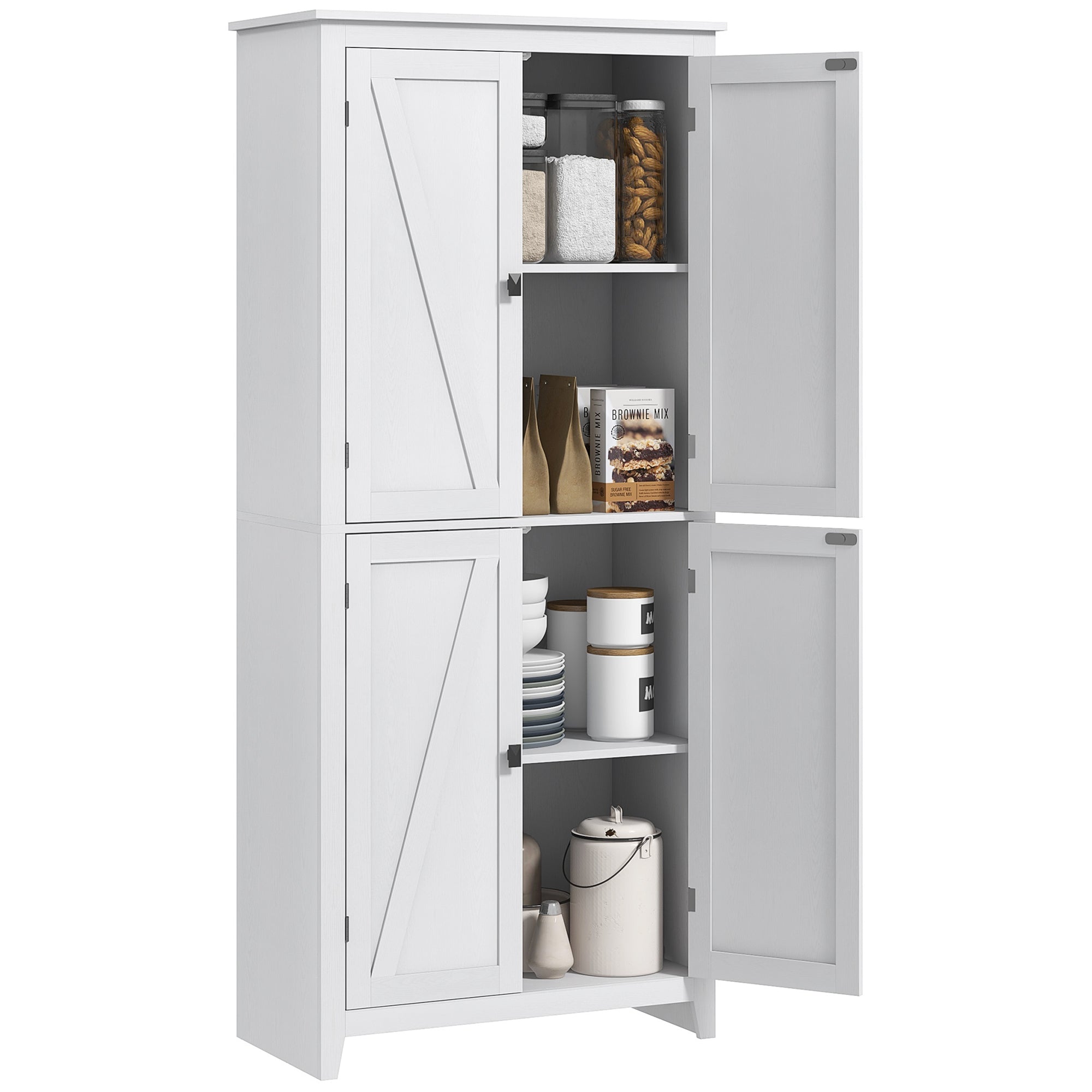 72" Kitchen Pantry Cabinet - White Barn Door-DECOROLALA